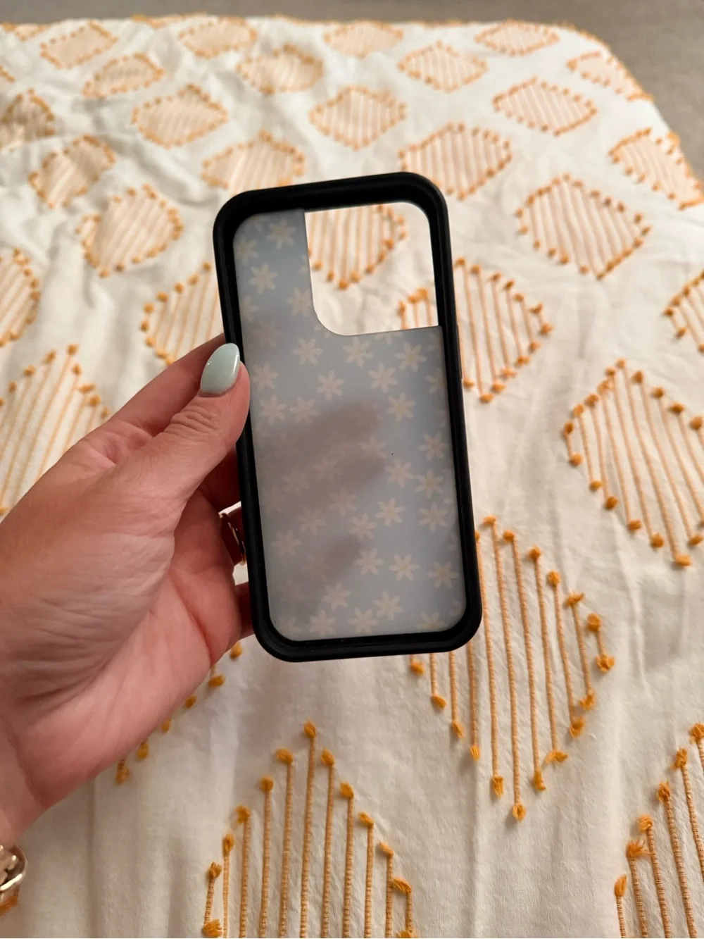 Wildflower IPhone 16prp Blue Daisy Phone Case with Black Bumper